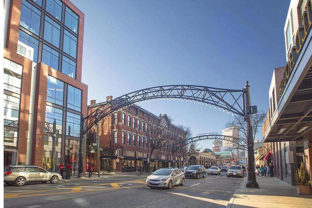 The iconic Short North Arches over High Street. Columbus, Ohio